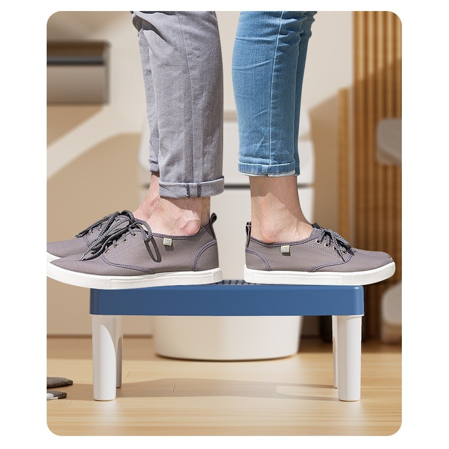 Scaunel WC, Tratament Impotriva Hemoroizilor si Constipatiei, Scaun Inaltator WC Copii, Suport Picioare WC, Taburet Inaltator Pozitia Corecta Ghemuit Pe WC, Plastic Rezistent, 17x22x38 cm, Albastru [6]