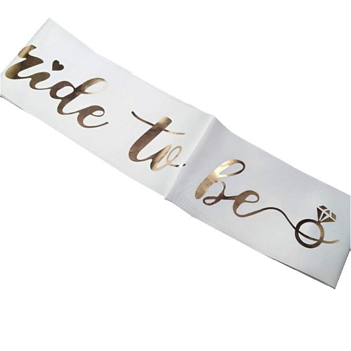 Set 10 Panglici Bride to Be si Team Bride, din Panza, Alb/Roz [3]