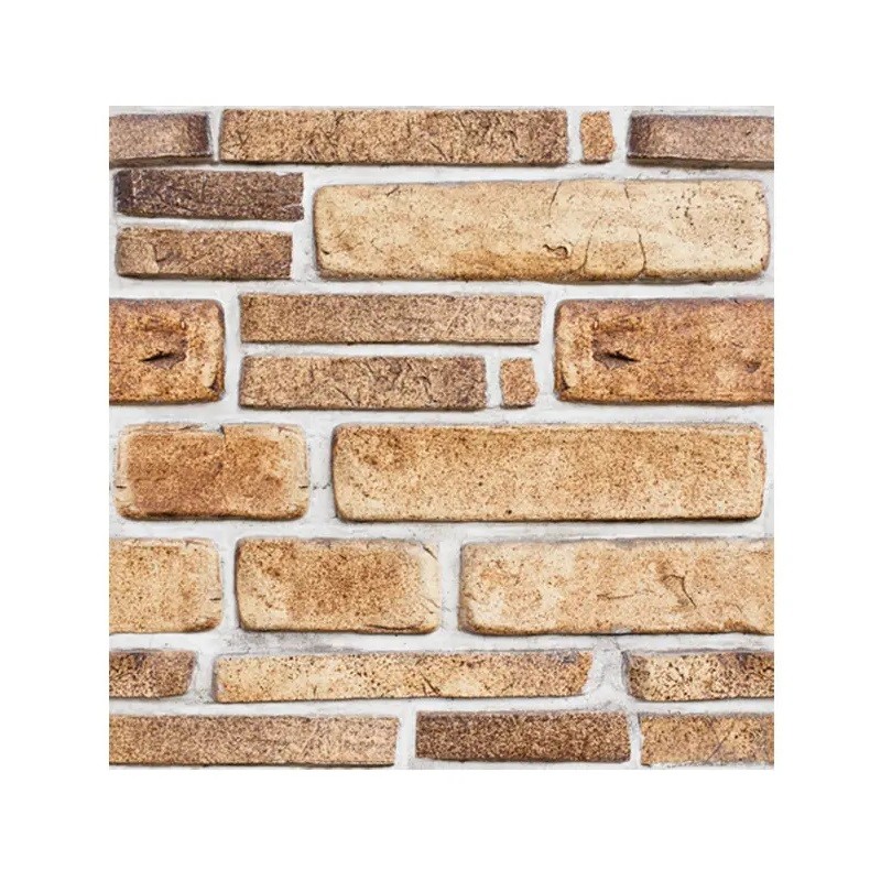 Articole pentru Casa si Curatenie - Set 10 Placi Tapet 3D, 30 x 30 cm, din PVC, Tip Piatra, Suprafata acoperita 0.9 mp, Autoadeziv, Bej