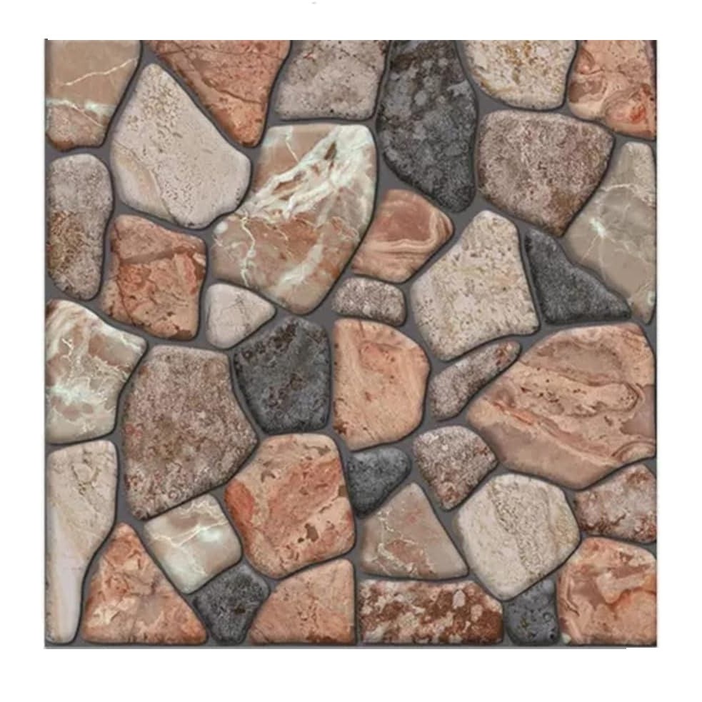 Set 10 Placi Tapet 3D, 30 x 30 cm, din PVC, Tip Piatra, Suprafata acoperita 0.9 mp, Autoadeziv, Caramiziu [7]