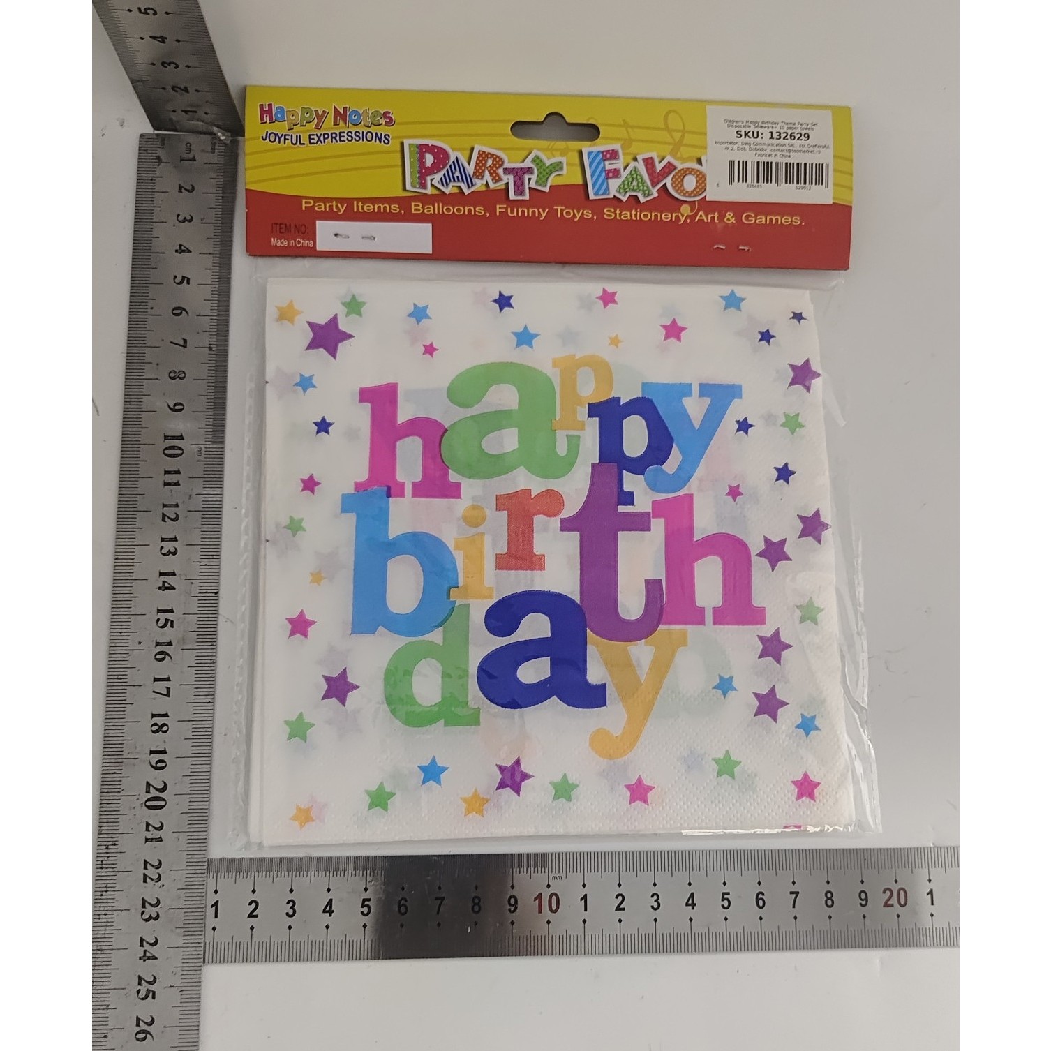 Set 10 Servetele de Masa, Colectia Happy Birthday, 32 x 32 cm, din Hartie, Multicolor [5]
