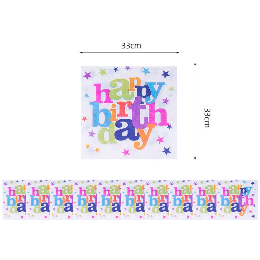 Set 10 Servetele Happy Birthday, pentru Petrecere, Tematica Aniversare, 33x33 cm, Multicolor [1]