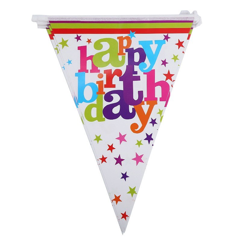 Set 10 Stegulete Tip Banner, Colectia Happy Birthday, 270 cm Lungime, din Hartie Cretata, Multicolor [3]