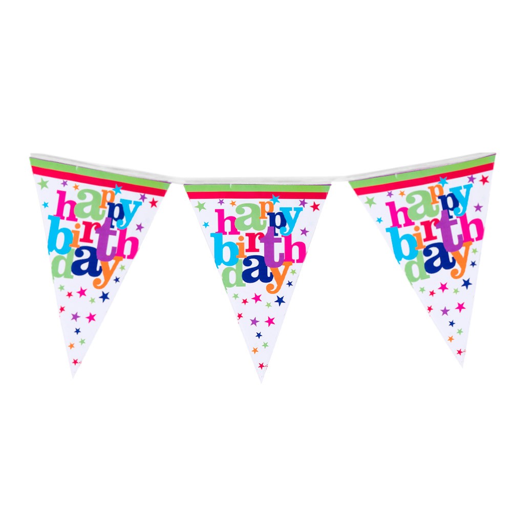 Set 10 Stegulete Tip Banner, Colectia Happy Birthday, 270 cm Lungime, din Hartie Cretata, Multicolor [2]