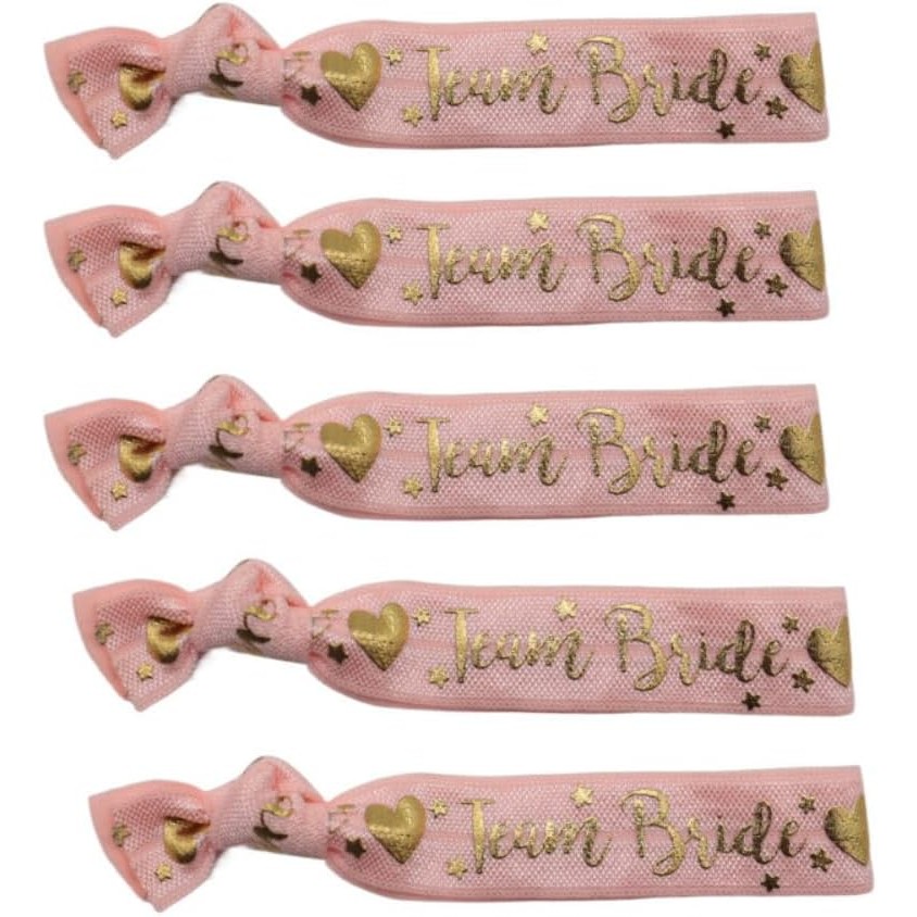 Set 11 Bratari, pentru Petrecerea Burlacitelor, din Panza, Marime Universala, Alb/Roz [1]