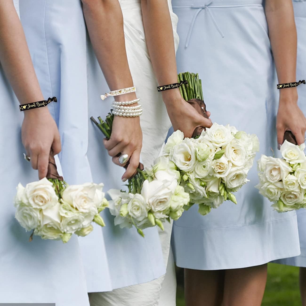 Set 11 Bratari, pentru Petrecerea Burlacitelor, din Panza, Marime Universala, Alb/Negru [2]