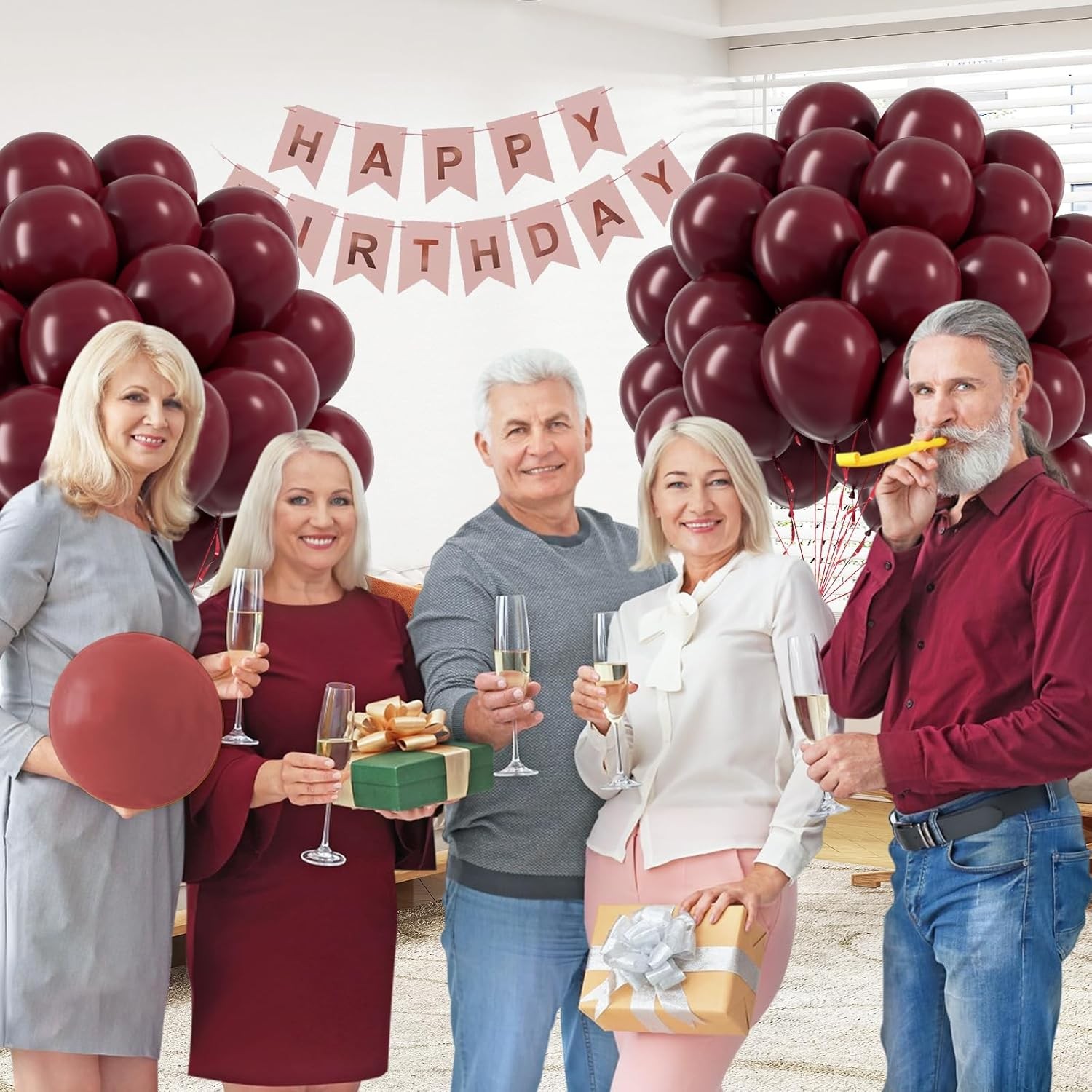 Set 12 Baloane, din Latex Standard, 13 cm, Grena [4]