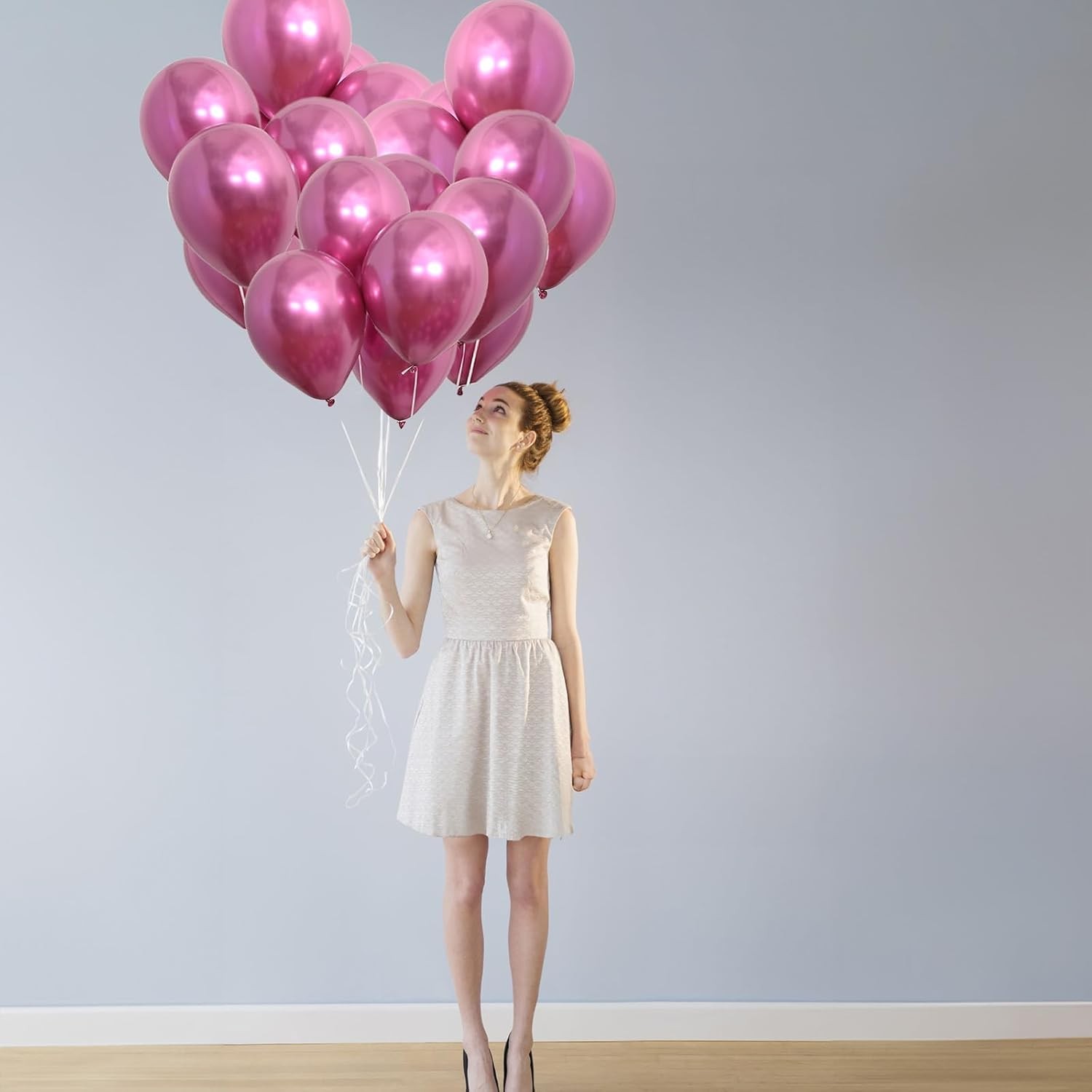 Set 12 Baloane, din Latex Chrome, 13 cm, Fucsia [1]