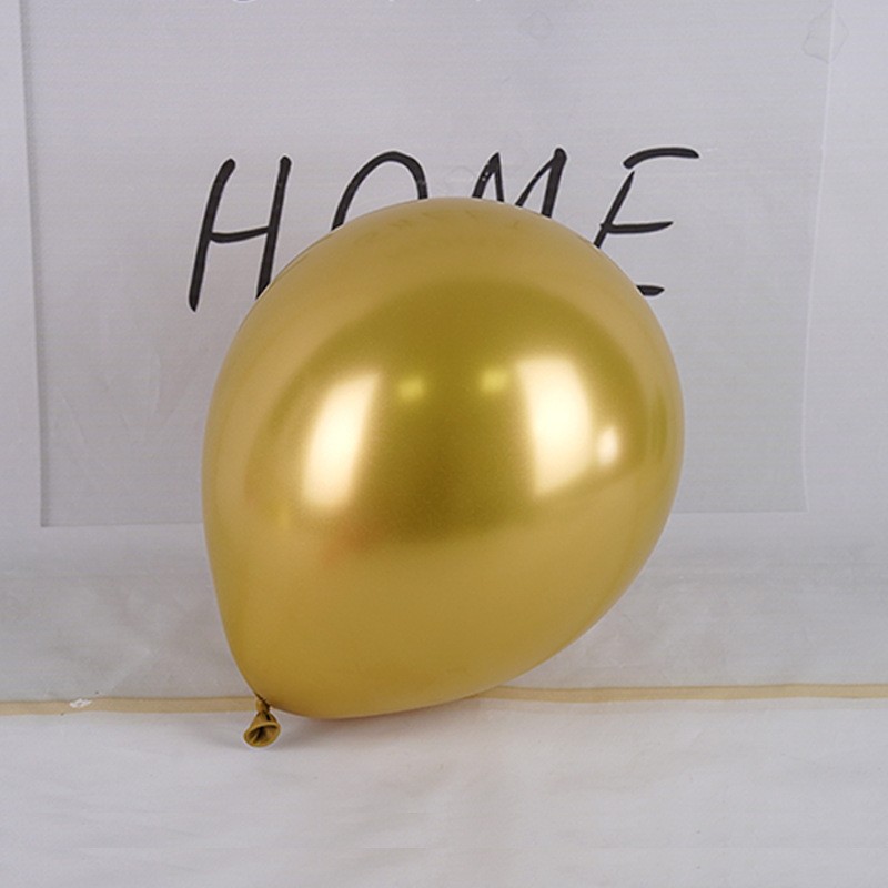 Set 12 Baloane, din Latex Chrome, 13 cm, Auriu [3]