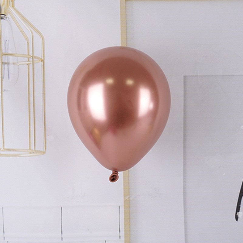 Set 12 Baloane, din Latex Chrome, 13 cm, Roz-Auriu [1]