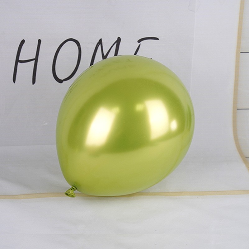 Set 12 Baloane, din Latex Chrome, 13 cm, Verde Lime [1]