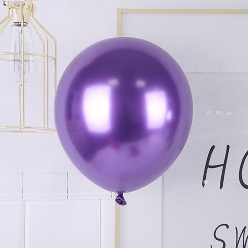 Set 12 Baloane, din Latex Chrome, 25 cm, Mov [1]