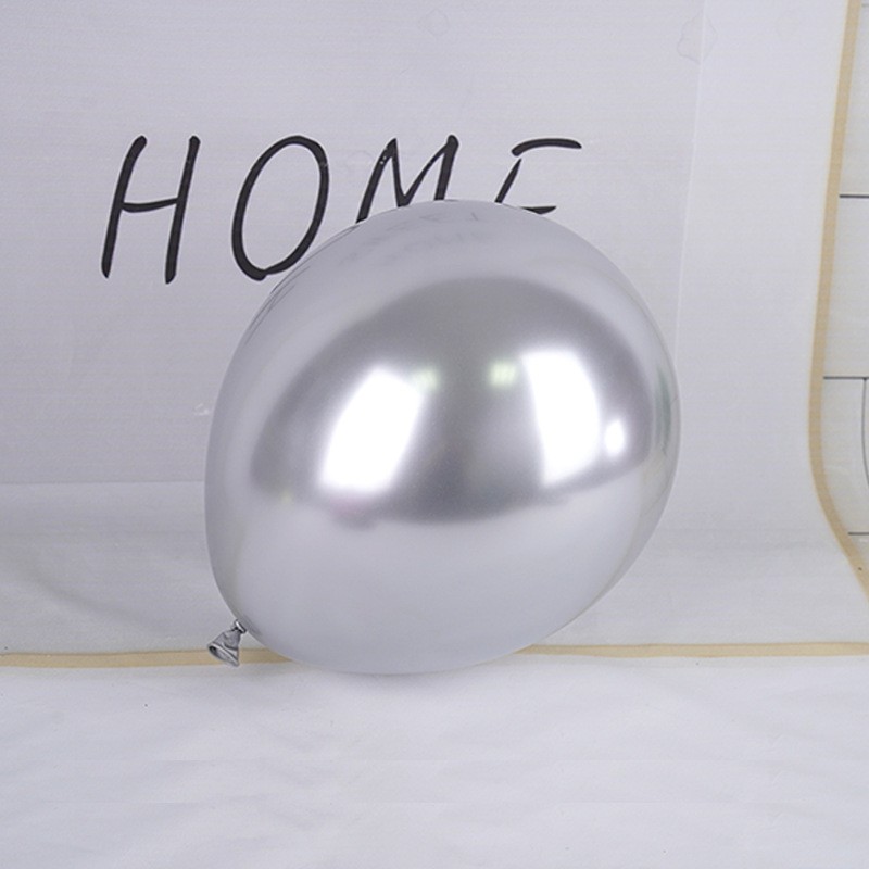 Set 12 Baloane, din Latex Chrome, 25 cm, Argintiu [3]
