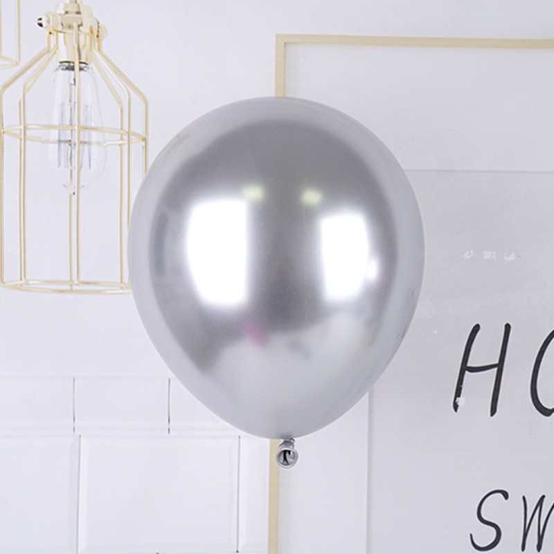 Set 12 Baloane, din Latex Chrome, 25 cm, Argintiu [2]