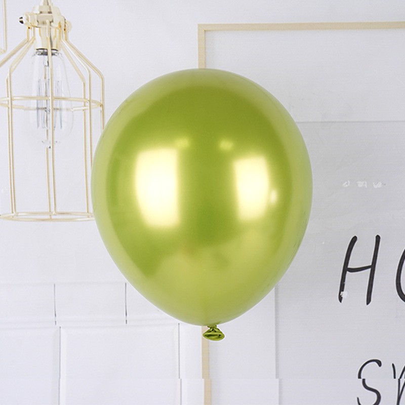 Set 12 Baloane, din Latex Chrome, 25 cm, Verde Lime [2]