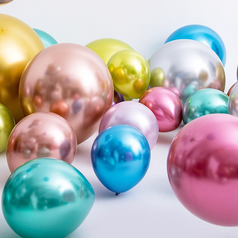 Set 12 Baloane, din Latex Chrome, 30 cm, Albastru Deschis [4]