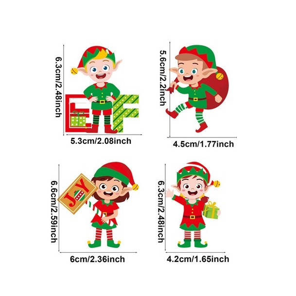 Set 12 Decoratiuni de Craciun din Lemn, cu Snur pentru Agatare in Brad, Model Elfi Diferite Dimensiuni, 4 Modele, Multicolor [7]