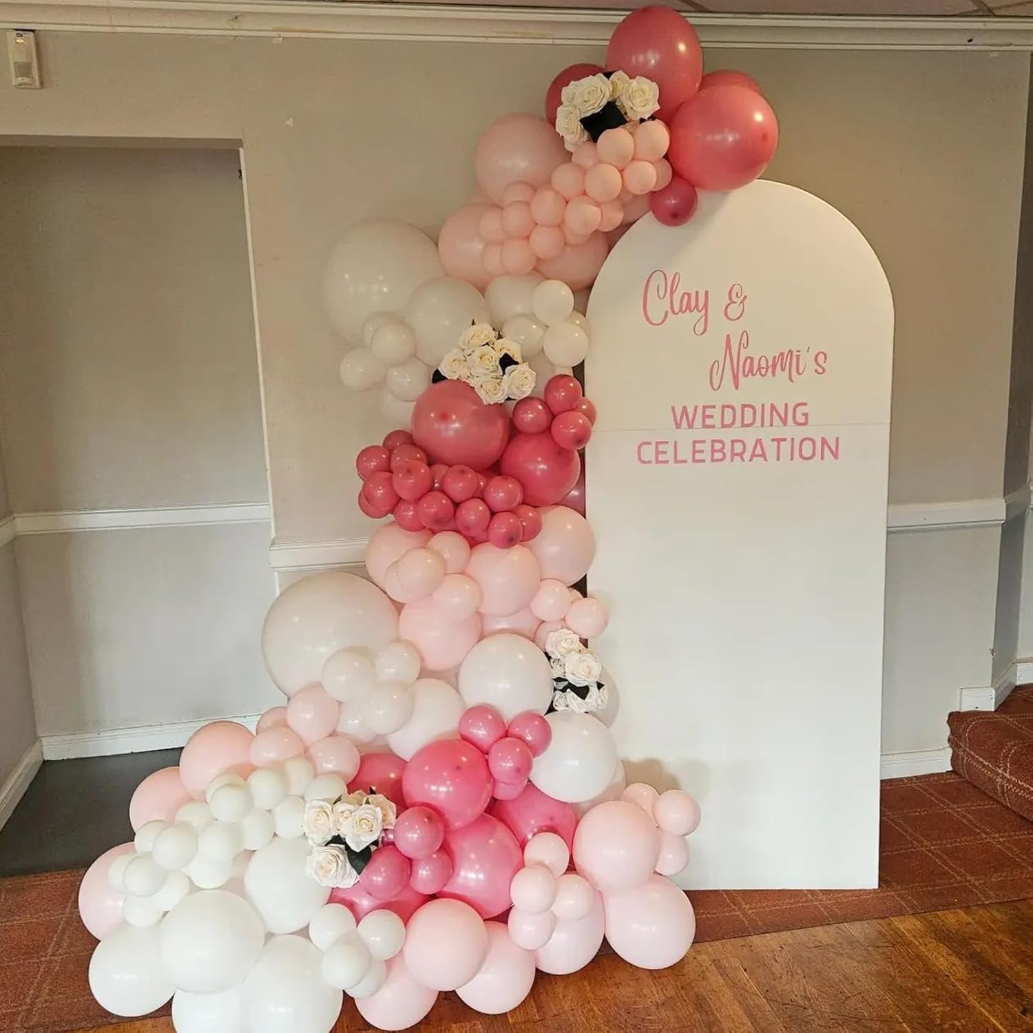 Set 16 Baloane din Latex Metalizate, Model Party, 30 cm, Alb, Roz, Roz Chrome, Transparent Confetti 2.8 g [4]