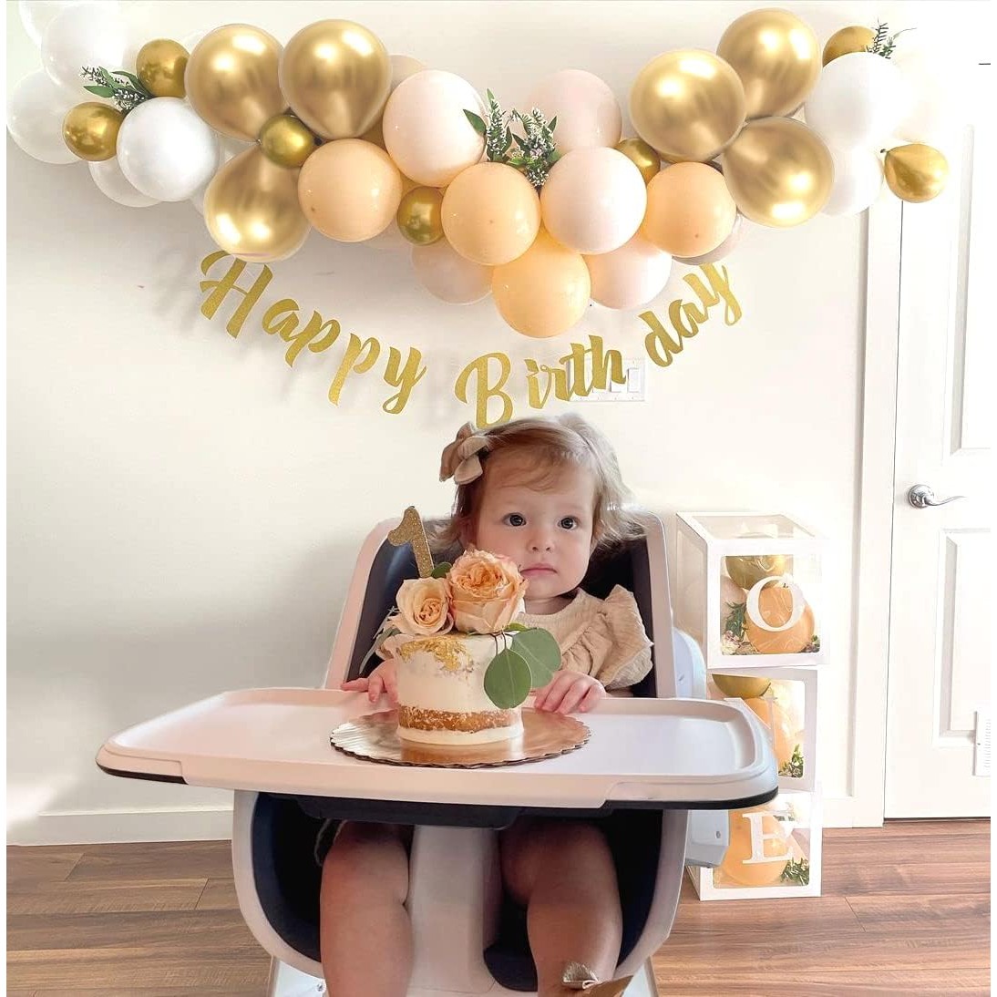 Set 16 Baloane din Latex Metalizate, Model Party, 30 cm, Auriu, Bej Inchis si Deschis, 2.8 g [3]