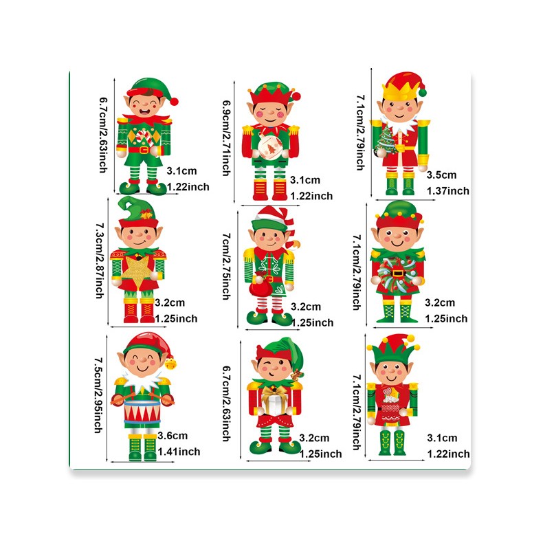 Set 18 Decoratiuni de Craciun din Lemn, cu Snur pentru Agatare in Brad, Model Elfi, Diferite Dimensiuni, Multicolor [2]