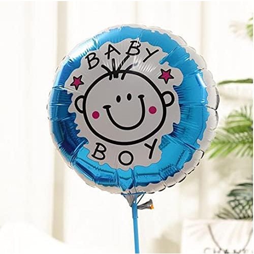 Set 2 Baloane din Folie Metalizata, Figurine Stea si Cerc, Tema Botez Baietel, 45 cm, Ambalaj Individual, Pai Inclus, Umflare cu Aer sau Heliu, Albastru [3]