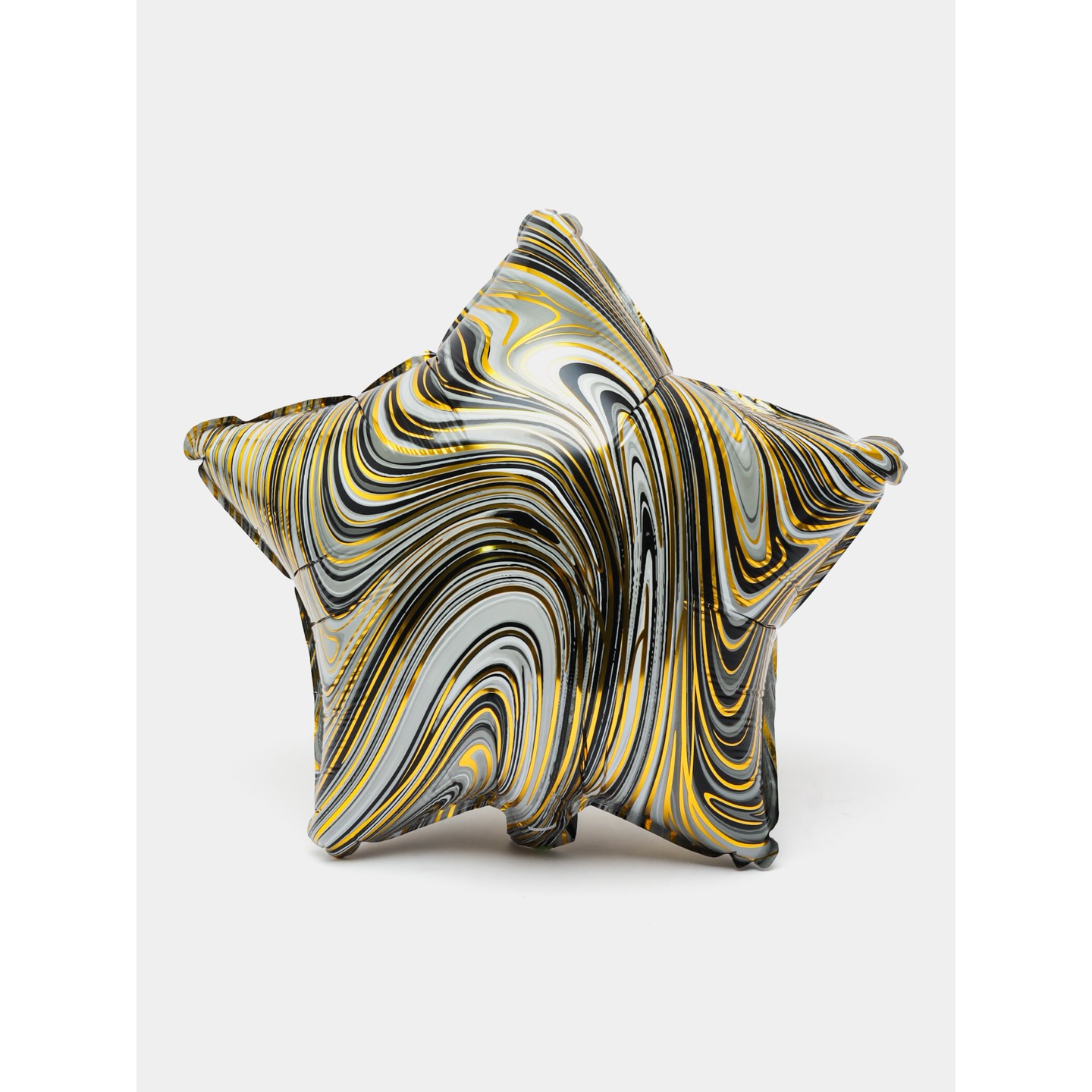 Set 2 Baloane din Folie Metalizata, Figurine Inima si Stea, Model Marmura, 45 cm, Ambalaj Individual, Pai Inclus, Umflare cu Aer sau Heliu, Bej [5]