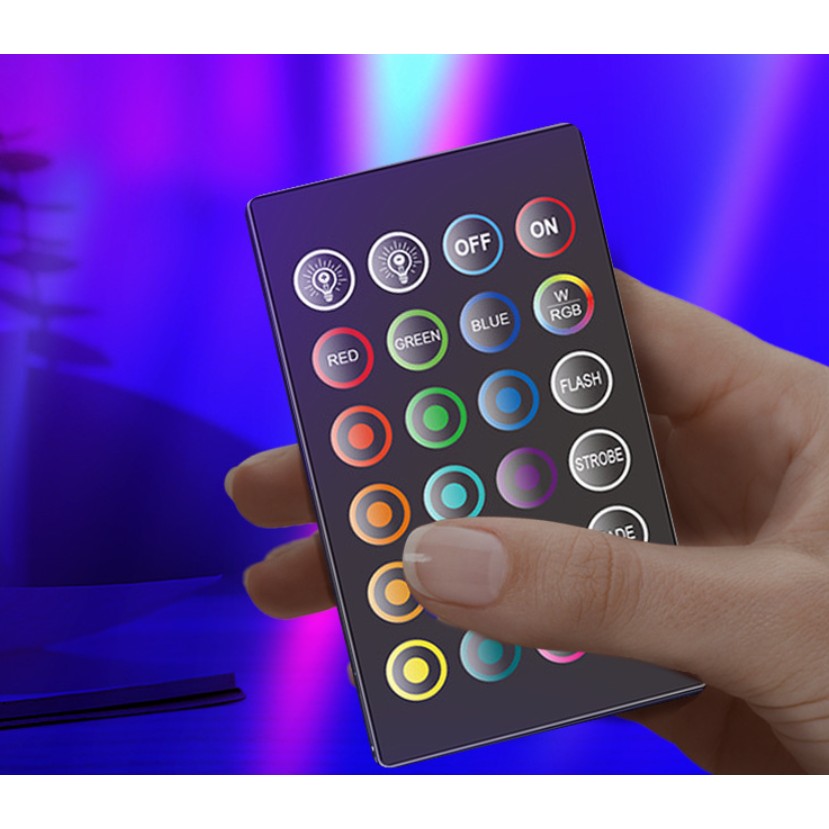 Set 2 Lampi de Birou, RGB Colorat, 28 LED, Putere 5V, Telecomanda cu 24 de Taste, Cablu USB, Negru, 25.5x4x3.5cm [7]