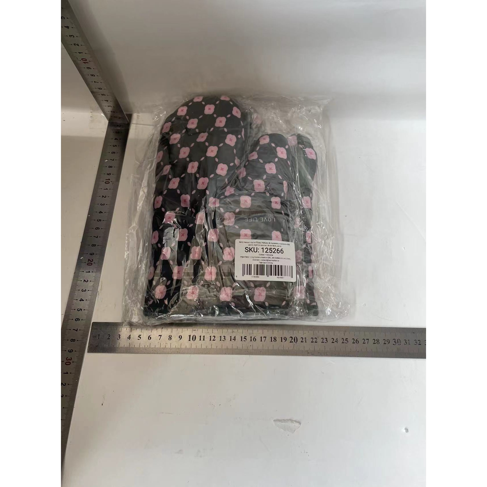 Set 2 manusi cuptor manusa de bucatarie, rezistenta 330 grade, textil si cauciuc, 26.5x18 cm, verde [4]