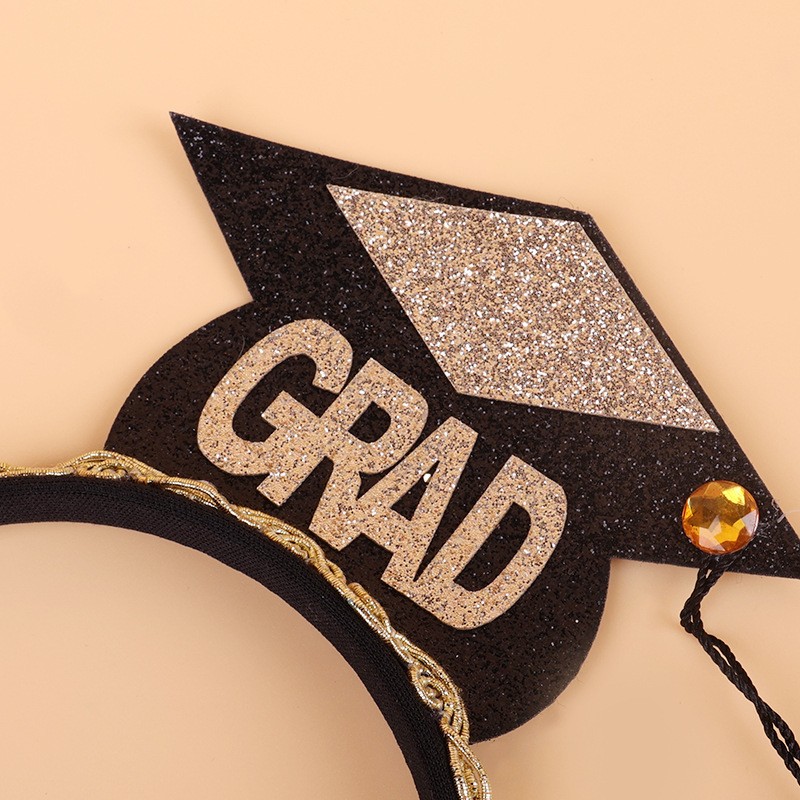 Set din 2 Piese pentru Absolvire, Panglica si Coronita, Model I Graduated, Negru [6]