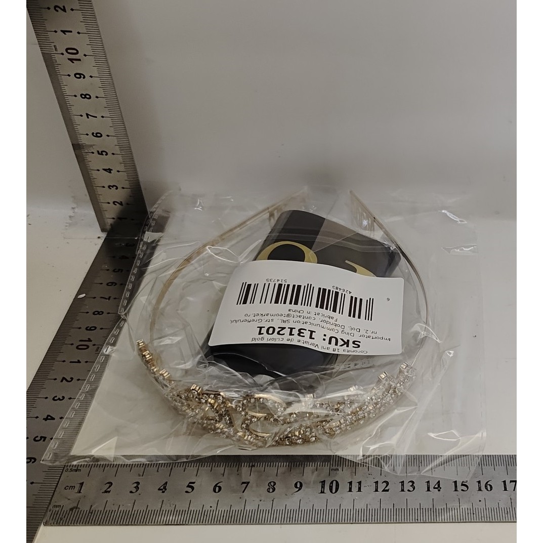 Set 2 Piese pentru Majorat, 15 x 13 x 5 cm, Coronita Printesa Gold si Panglica 18&amp;amp;Fabulous, Negru [6]