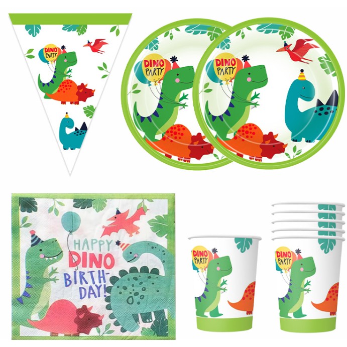 Set 20 de Servetele de Masa Happy Birthday, Model Dinozauri, Tematica Aniversare, 33x33 cm, Verde [3]