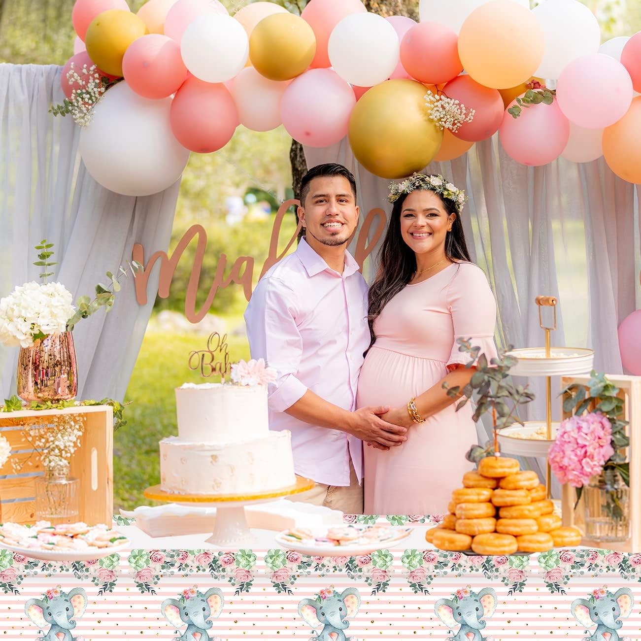 Set 20 de Servetele de Masa, Imprimeu Elefant, din Hartie, 16.5 x 16.5 cm, Roz [4]