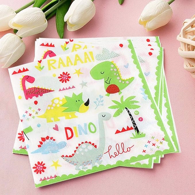 Set 20 Servetele de Masa, Colectia Dino Park, 17 x 17 cm, din Hartie, Multicolor [4]