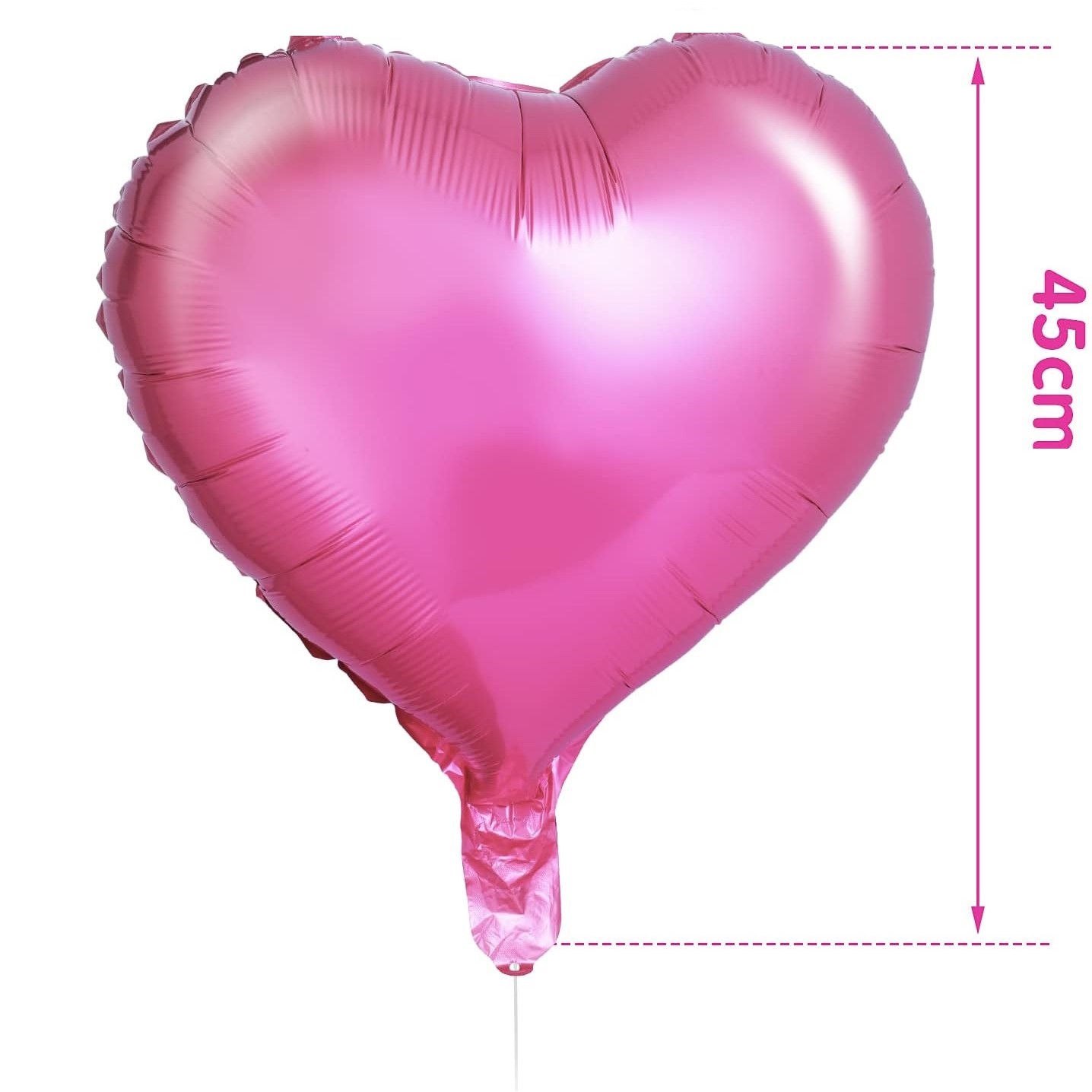 Set 3 Baloane din Folie Metalizata, Figurina Inima, Tema Ziua Indragostitilor, 45 cm, Ambalaj Individual, Pai Inclus, Umflare cu Aer sau Heliu, Roz [4]