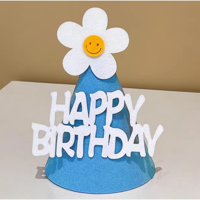 Set 3 Coifuri Happy Birthday, pentru Petrecere, Tematica Aniversare, cu Floare din Spuma, Multicolor [7]