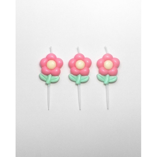 Set 3 Lumanari, Tema Flori, Model 2, din Parafina, Multicolor [2]