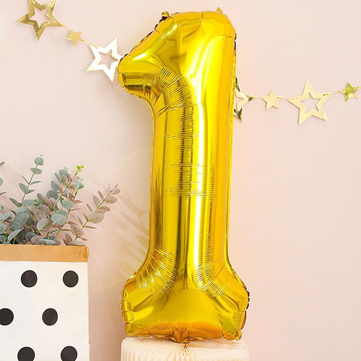 Set 30 Baloane Folie si Latex, Tematica Prima Aniversare, Baloane Latex 30cm, 25cm, Figurina Girafa 32x34 cm, Frunza Palmier 15 cm, Cifra 1 76 cm, Multicolor [1]