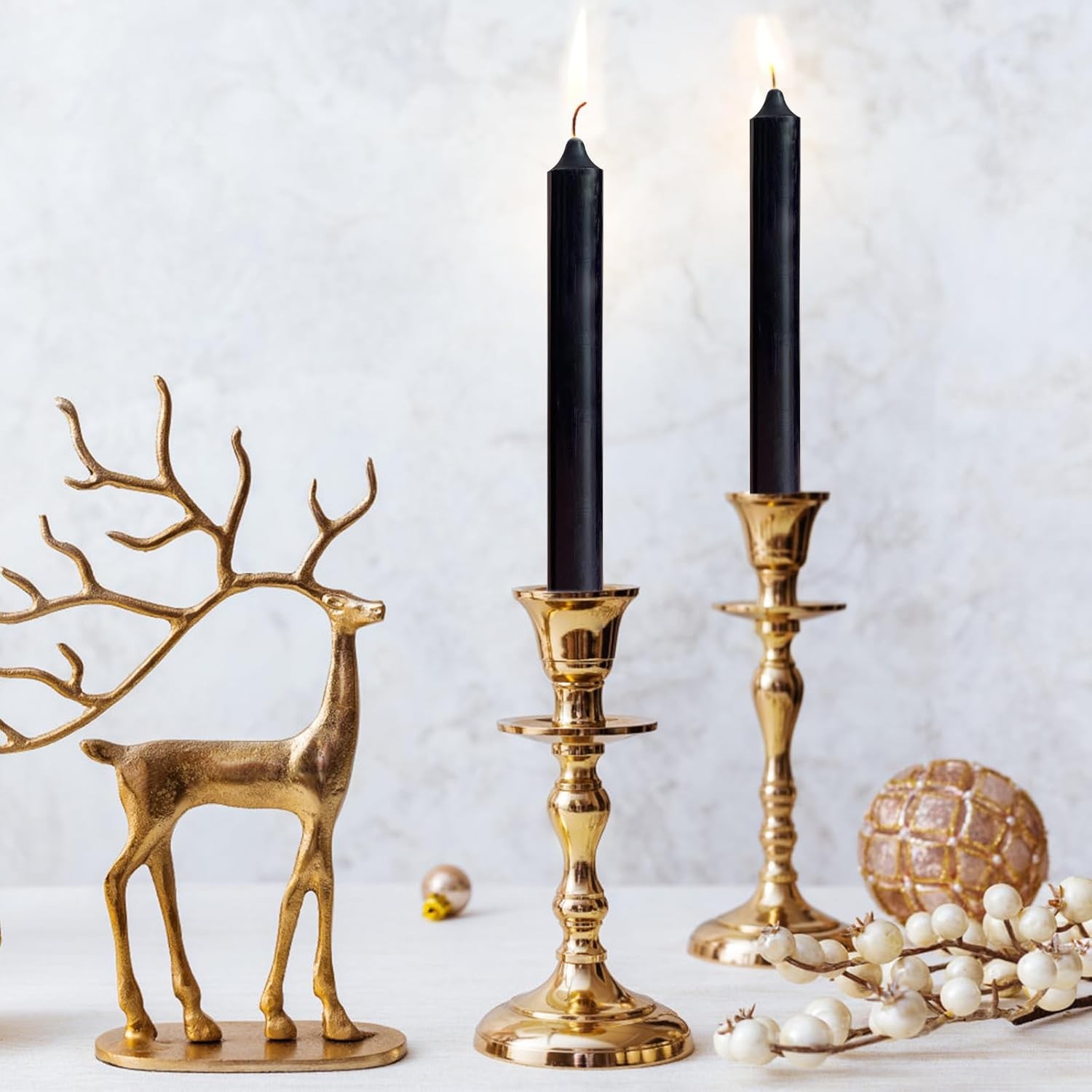 Set 4 Lumanari, pentru Suport de Masa, Fara Miros si Fum, din Parafina, 2.2 x 25 cm, Negru [5]