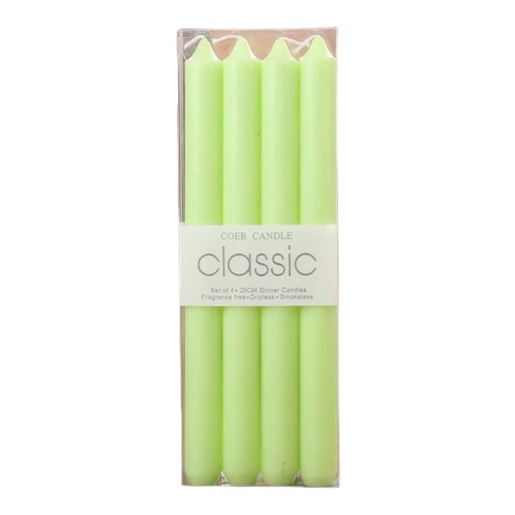 Lumanari - Set 4 Lumanari, pentru Suport de Masa, Fara Miros si Fum, din Parafina, 2.2 x 25 cm, Verde