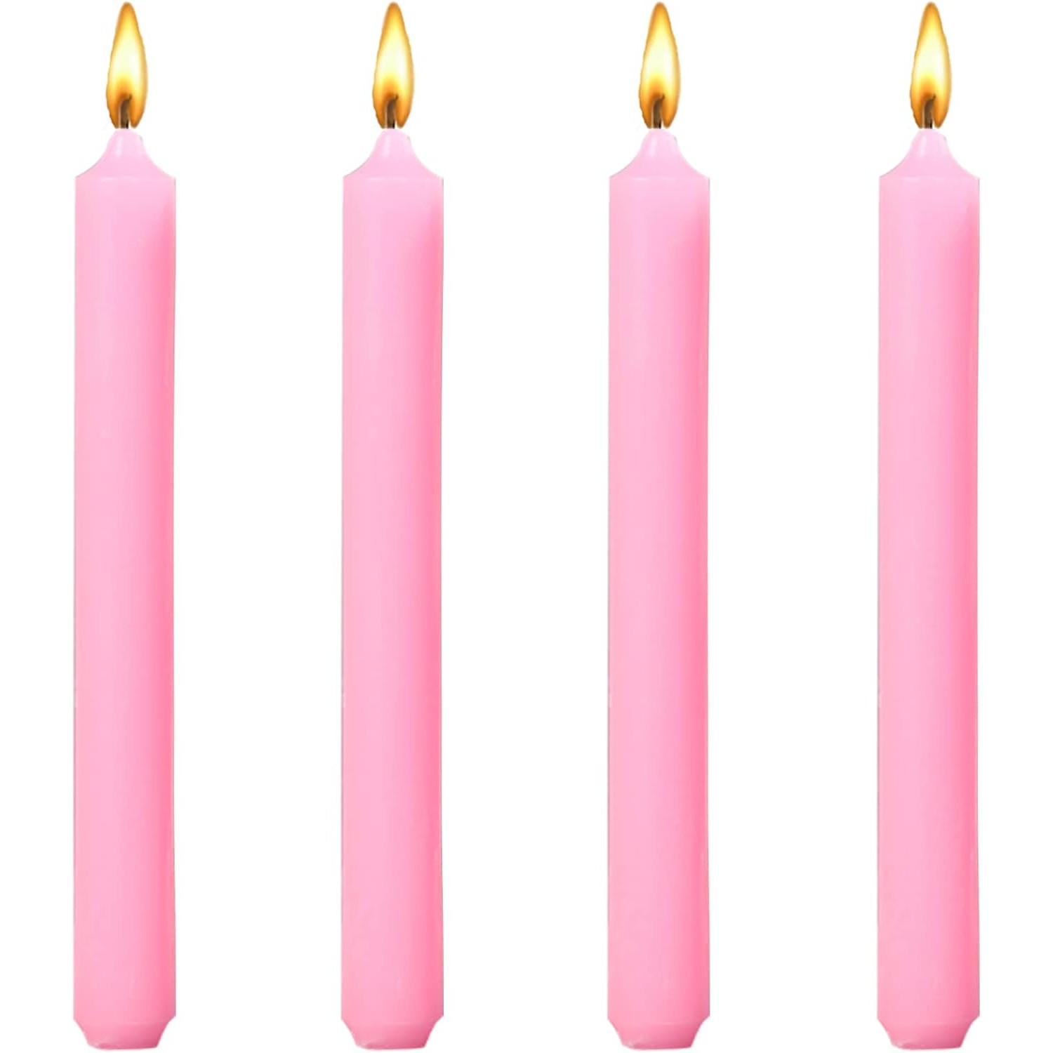 Set 4 Lumanari, pentru Suport de Masa, Fara Miros si Fum, din Parafina, 2.2 x 25 cm, Roz [4]