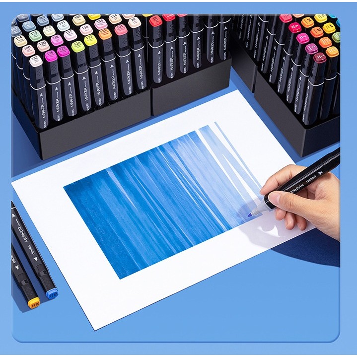 Set 40 Markere, pe Baza de Ulei, Dublu Capat, Subtire 1mm si Gros 6 mm, Geanta Depozitare, 15 cm, Multicolor [3]