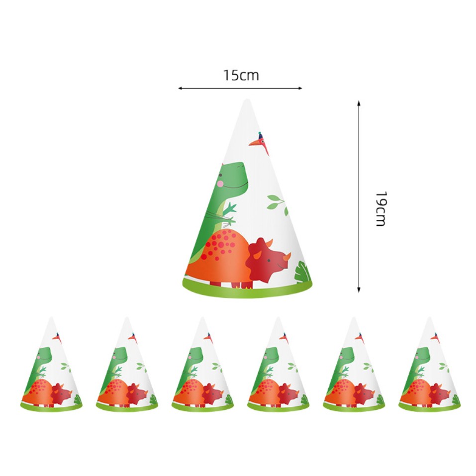 Set 6 Coifuri cu Dinozauri, Accesorii pentru Petrecere, Tematica Aniversare, 19x15 cm, Multicolor [3]