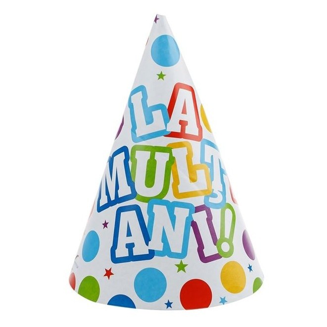 Accesorii Petrecere - Set 6 Coifuri, Petrecere Copii, din Carton, 20 x 13.5 cm, Model 4 La Multi Ani, Multicolor