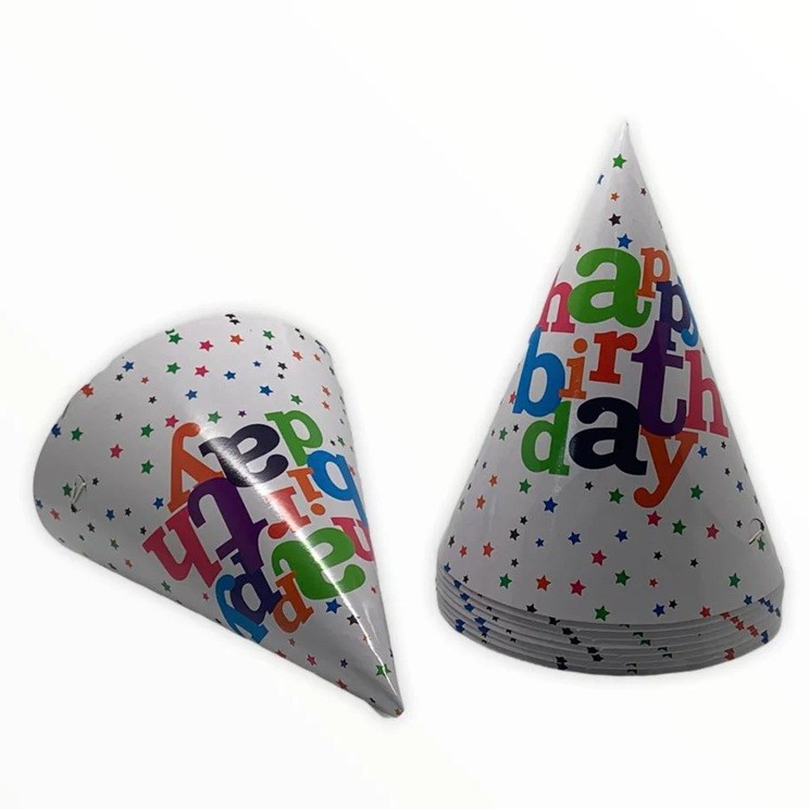 Set 6 Coifuri, Petrecere Copii, din Carton, 20 x 13.5 cm, Model 2 Happy Birthday, Multicolor [1]