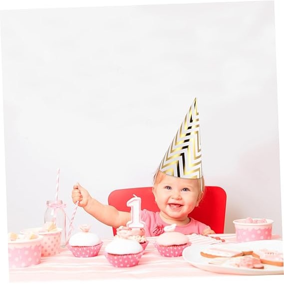 Set 6 Coifuri, Petrecere Copii, din Carton, 20 x 13.5 cm, Model 7 Valuri, Auriu [4]