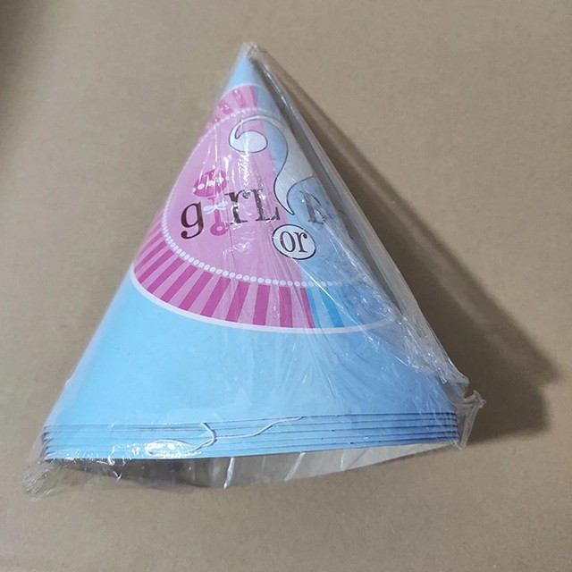 Set 6 Coifuri Gender Reveal, Girl or Boy, din Carton, 20 x 14 cm, Roz/Albastru [2]