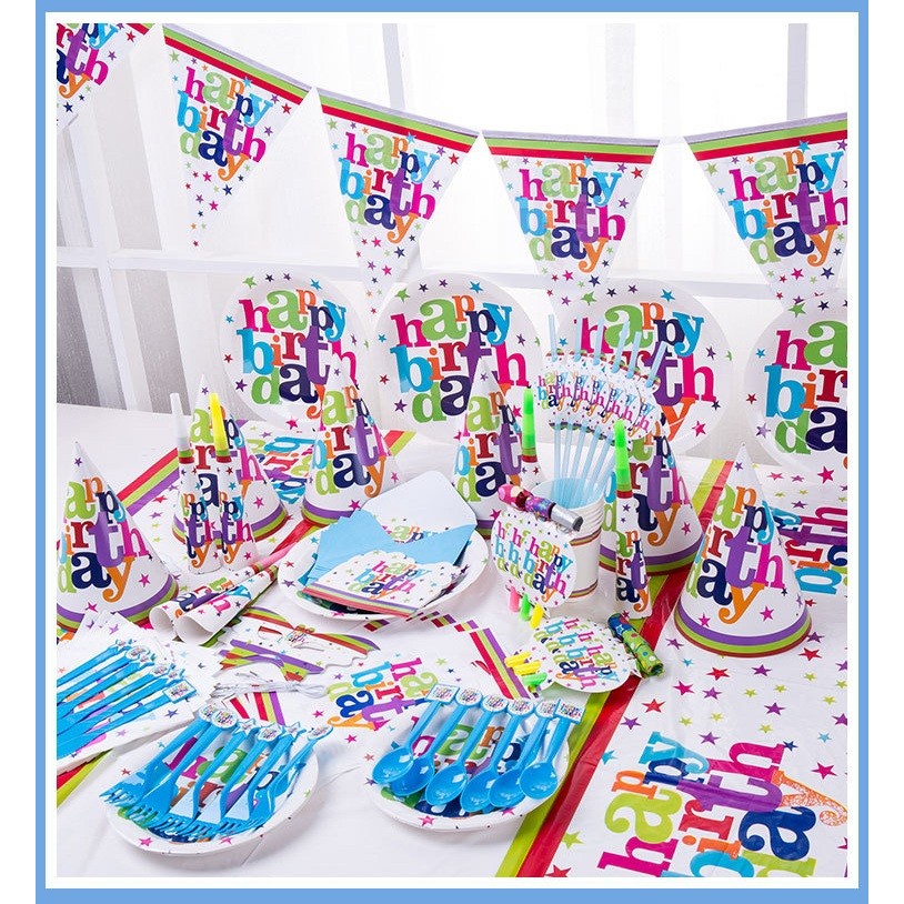 Set 6 Farfurii Unica Folosinta, Imprimeu Happy Birthday, din Carton, Diametru 23 cm, Multicolor [1]