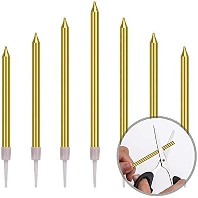 Set 6 Lumanari de Tort, din Parafina, 11 x 0.4 cm, Lucioase, Auriu [3]