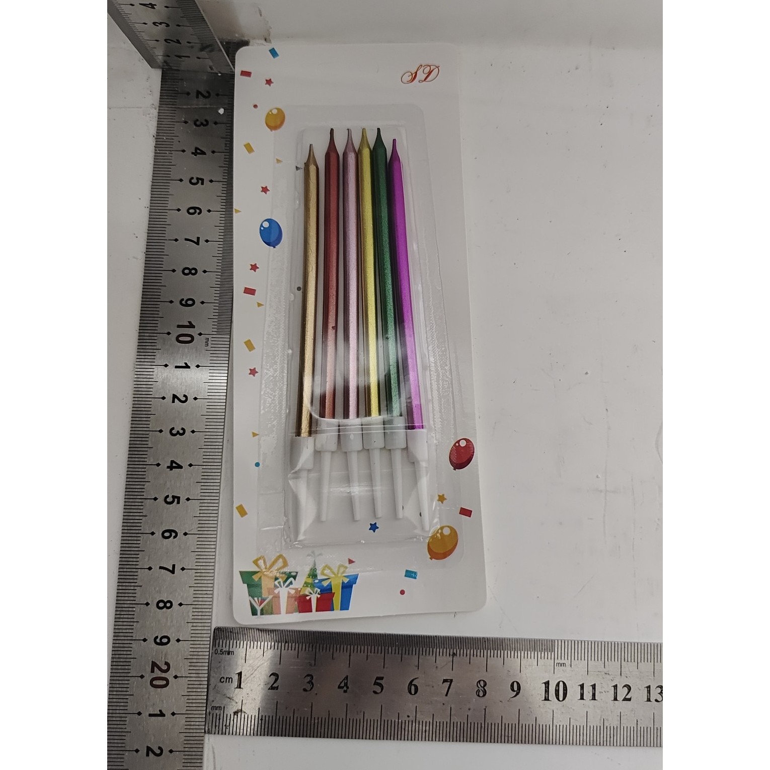 Set 6 Lumanari de Tort, din Parafina, 11 x 0.4 cm, Lucioase, Multicolor [4]