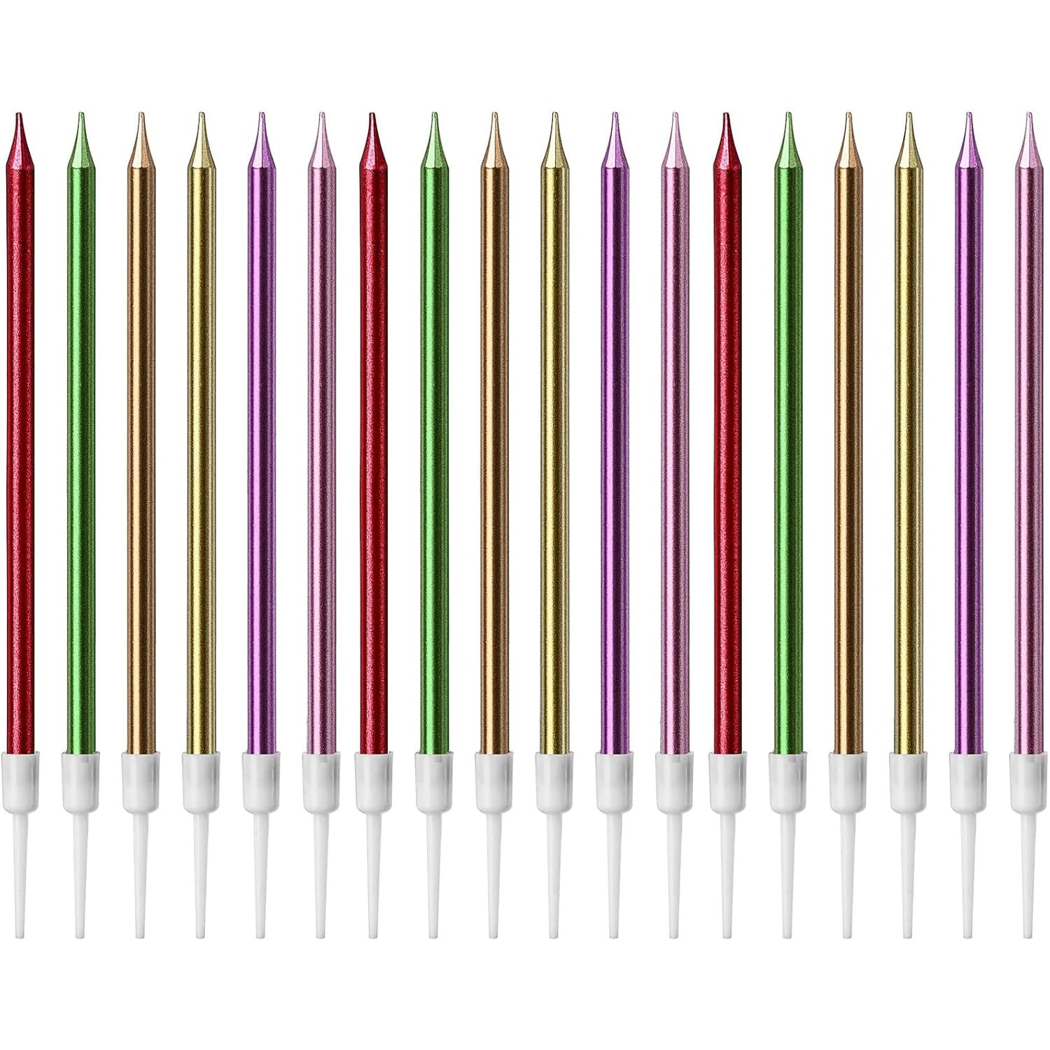 Set 6 Lumanari de Tort, din Parafina, 11 x 0.4 cm, Lucioase, Multicolor [3]